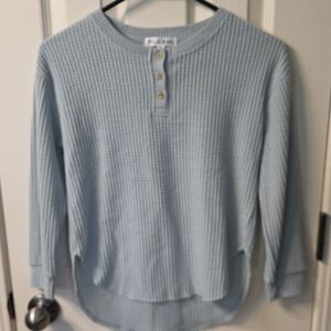 Cozy Light Blue Waffle Knit Kids Shirt